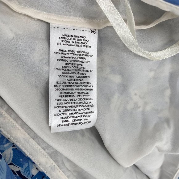 Ralph Lauren Skirt Women's Plus Floral Print A-line Handkerchief Hem White Blue - Picture 8 of 8